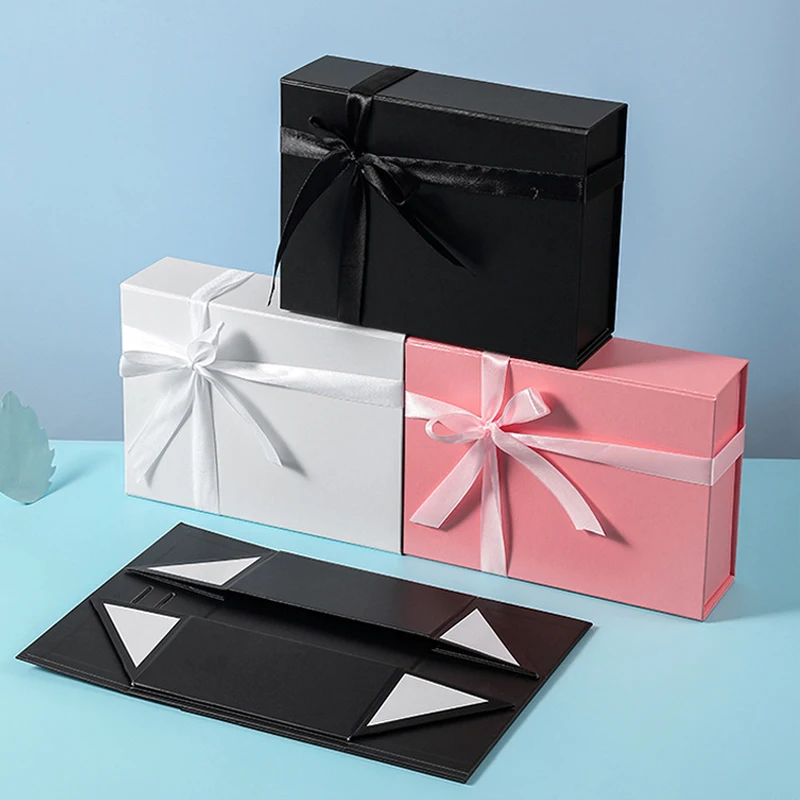 Customized Personalized Bow Ribbon Folding Gift Box, Luxury Collapsible Cardboard Packa... - SKU LCCP1132 - UGI Packaging
