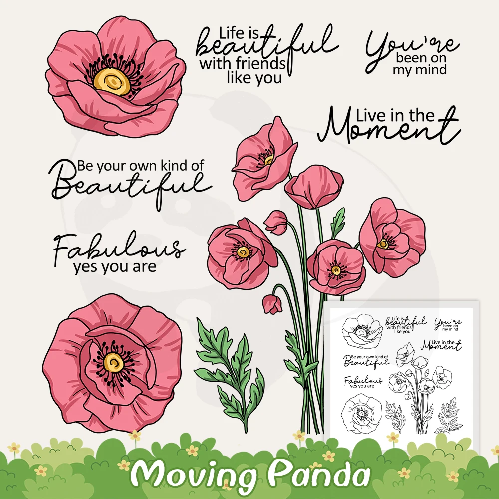 

Beautiful Blooming Flowers Metal Cutting Dies Clear Stamps And Plastic Stencils DIY Scrapbooking Supplies For Cards Albums Decor