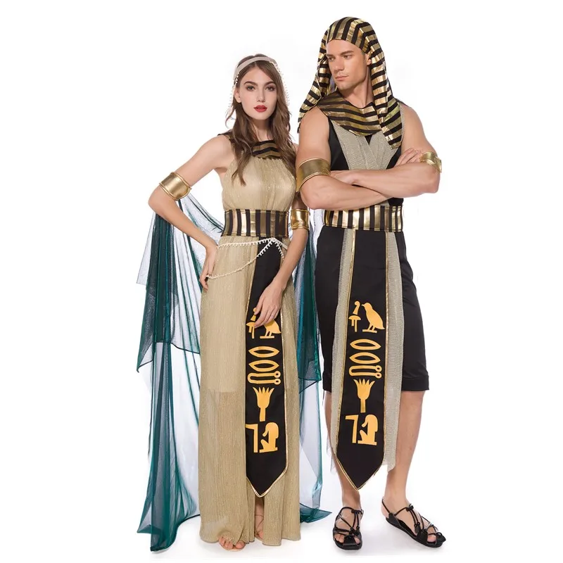 Costume Da Faraone Adulto Oro Nero Egitto Faraone Egiziano Prince King Empress Cleopatra Queen Cosplay Fancy Dress Per Uomo Donna