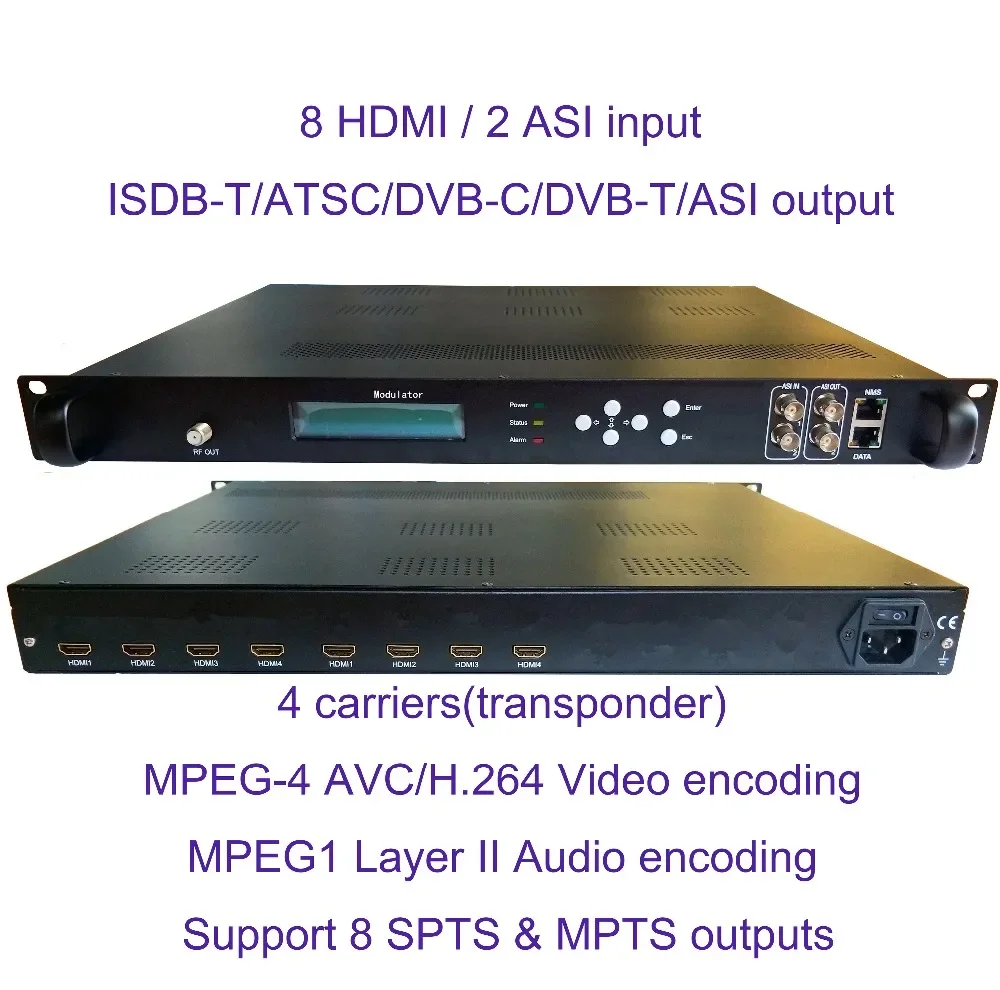 

1080P 8 HDMI to DVB-C/DVB-T/ATSC/ISDB-T encoder modulator Digital TV Headend QAM RF Modulator DWDM-4782I-8/12