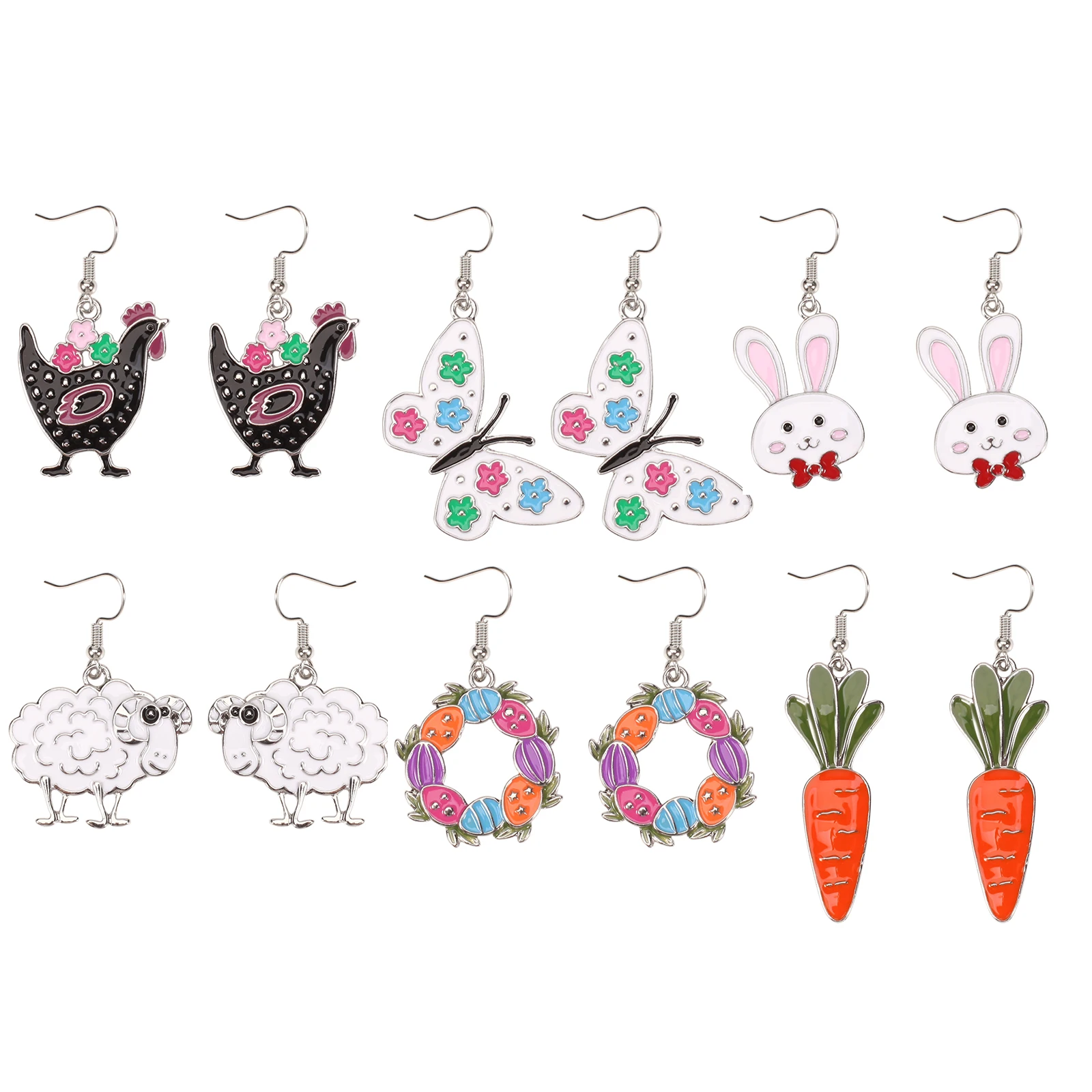 Easter Earrings for Women Enamel Colorful Bunny Egg Drop Dangle Earrings Cute Stylish Spring Festive Party Jewelry