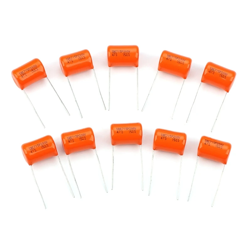 Guitar Tone Capacitors 10Pcs Orange Drop Capacitors Tone Caps 200V 715P .047uf Electric Guitar Capacitor