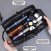 Trousse de toilette multi-poches en PU pour femmes et hommes, sacs de maquillage essentiels de voyage, sac suspendu étanche, sac organisateur de lavage de cosmétiques 5