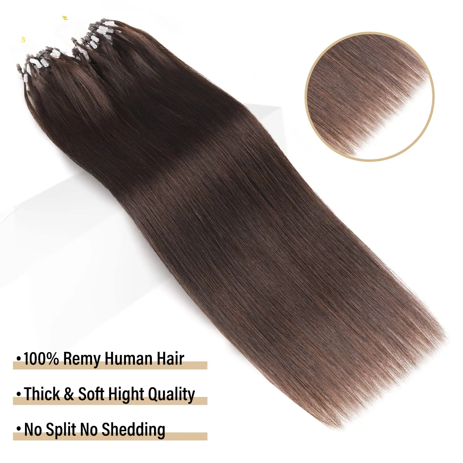 Micro Ring Hair Extensions Human Hair Silky Straight 1g/Strand 50g Real Remy Human Extensions Thick Micro Loop For Women #2