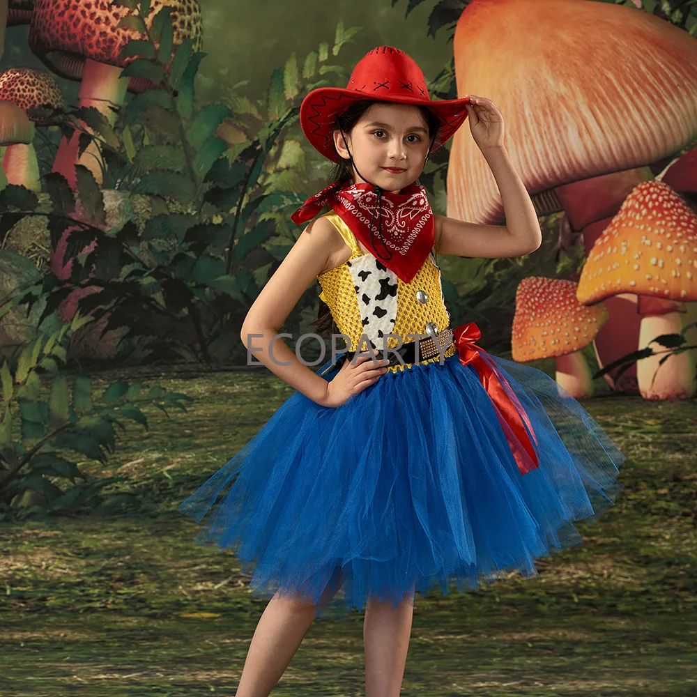 Girls Toys Cowboy Costumes Jessie Story Kids Cosplay Dress Halloween Party Birthday Wedding Vestidos Tutu Prom Gown Dress Froc cosplay costume kids girls dress