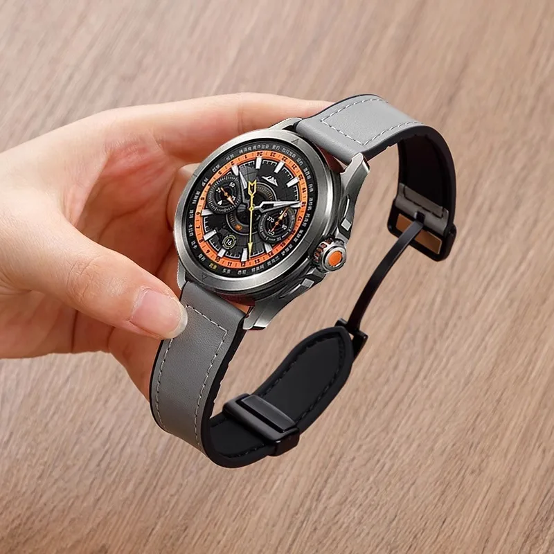 Magnetic Buckle Silicone-Leather Watch Strap, 22mm – Premium Watchband