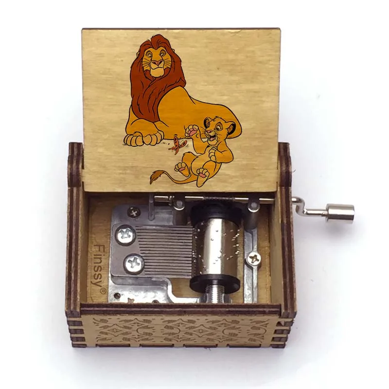 color print Lion King can you feel the love tonight Music Box Hand Wooden Musical Christmas Birthday Gift Decoration