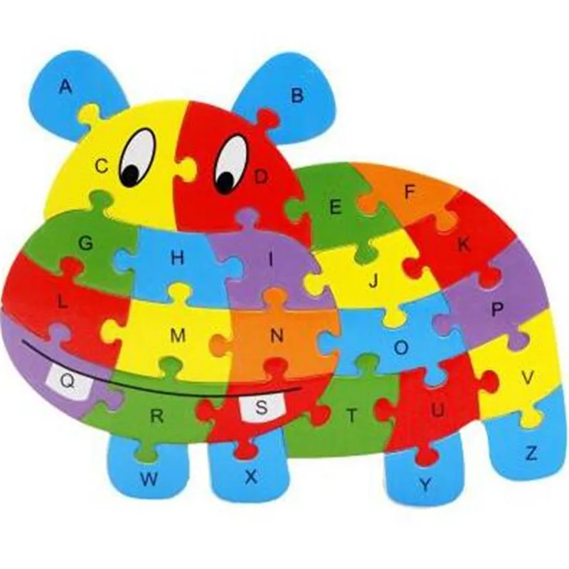 Wooden 10 26 Letter Animal Puzzle Cartoon Children's English Cognitive Enlightenment Puzzle Toys читаем по английски истории и загадки о животных 3 класс english reading animal stories and riddles 3 class