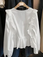 Spring/Summer 2026 New Arrivals: European-inspired Women's Casual Elegant Puff Sleeve Ruffled Blouse Top for Everyday Wear - Image 3