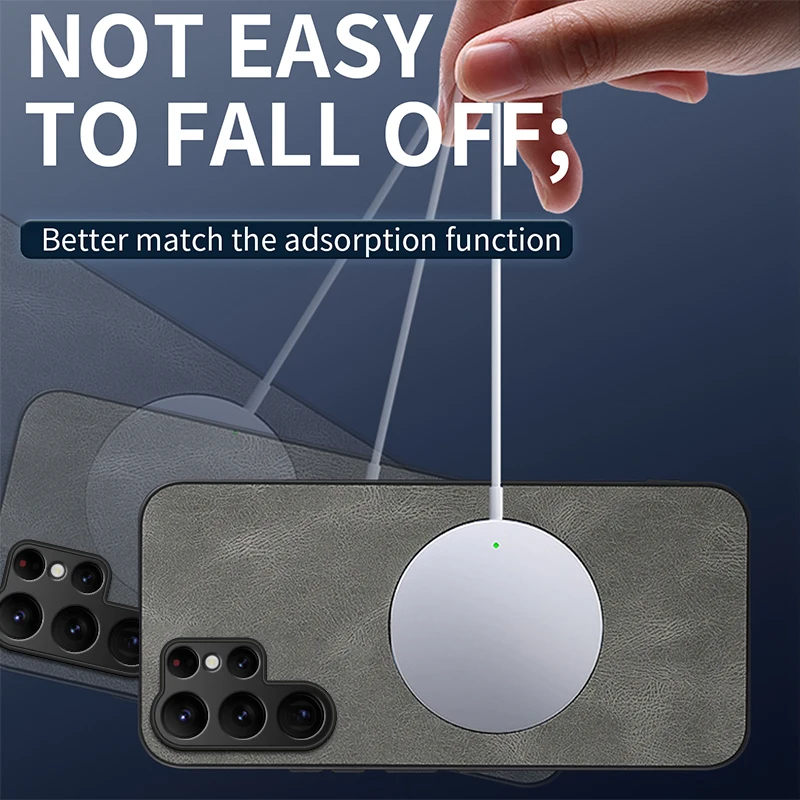 Luxury PU Leather Skin Magnetic Magsafe Protective Phone Cover