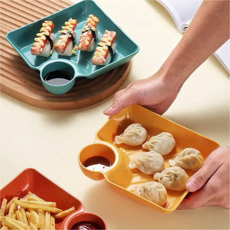 2/1Pc Square French Fries Tray with Sauce Space Snack Platter Creative Separated Divided Tray Tableware Salad Plates