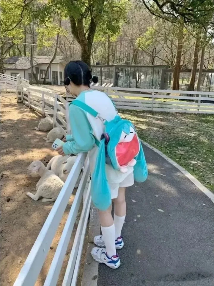 初音ミクの大きな口のぬいぐるみバッグ,柔らかいシングルバック