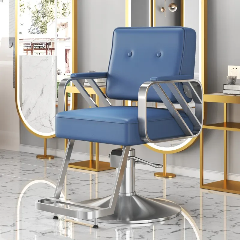 Professional Stainless Chair Armchairs Leather Stylist Pedicure Barber Chair Vintage Tabouret Coiffeuse Salon Furniture DWH