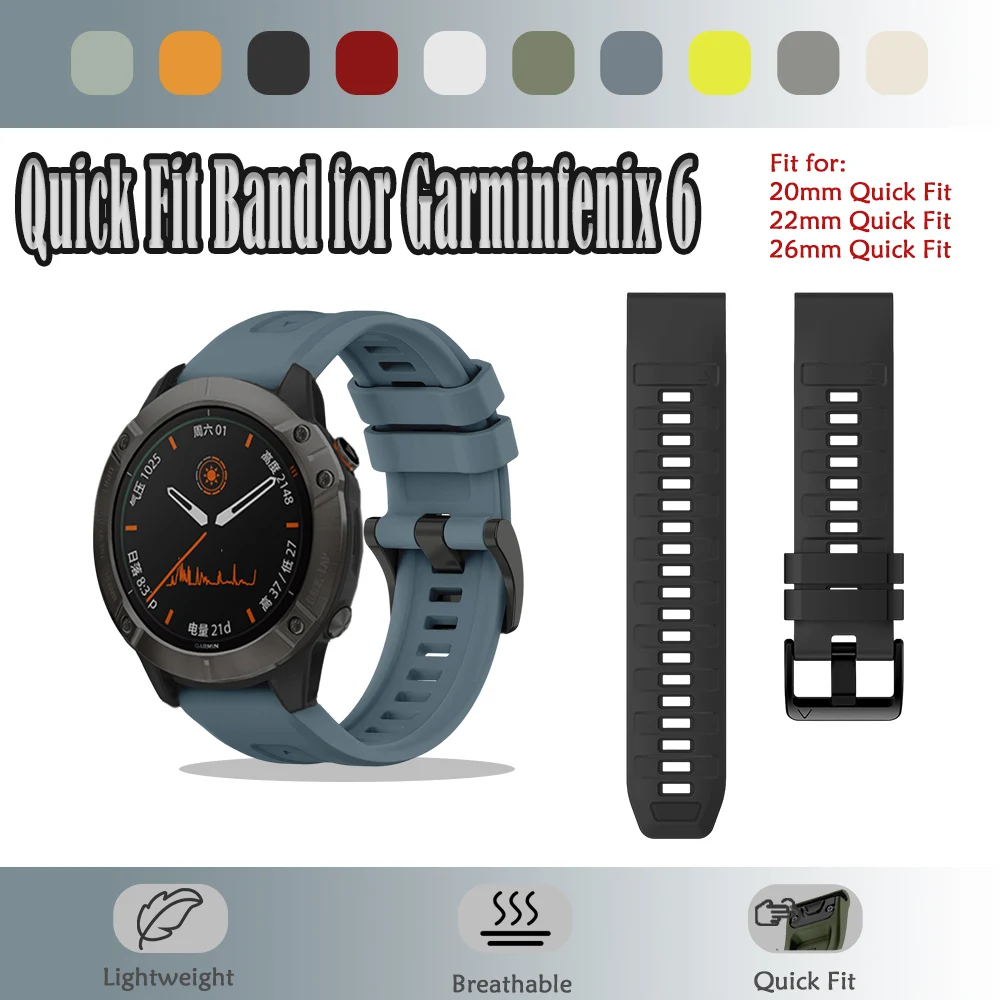Breathable Silicone Quick Fit Watch Strap - Soft Outdoor Band in Multiple Sizes