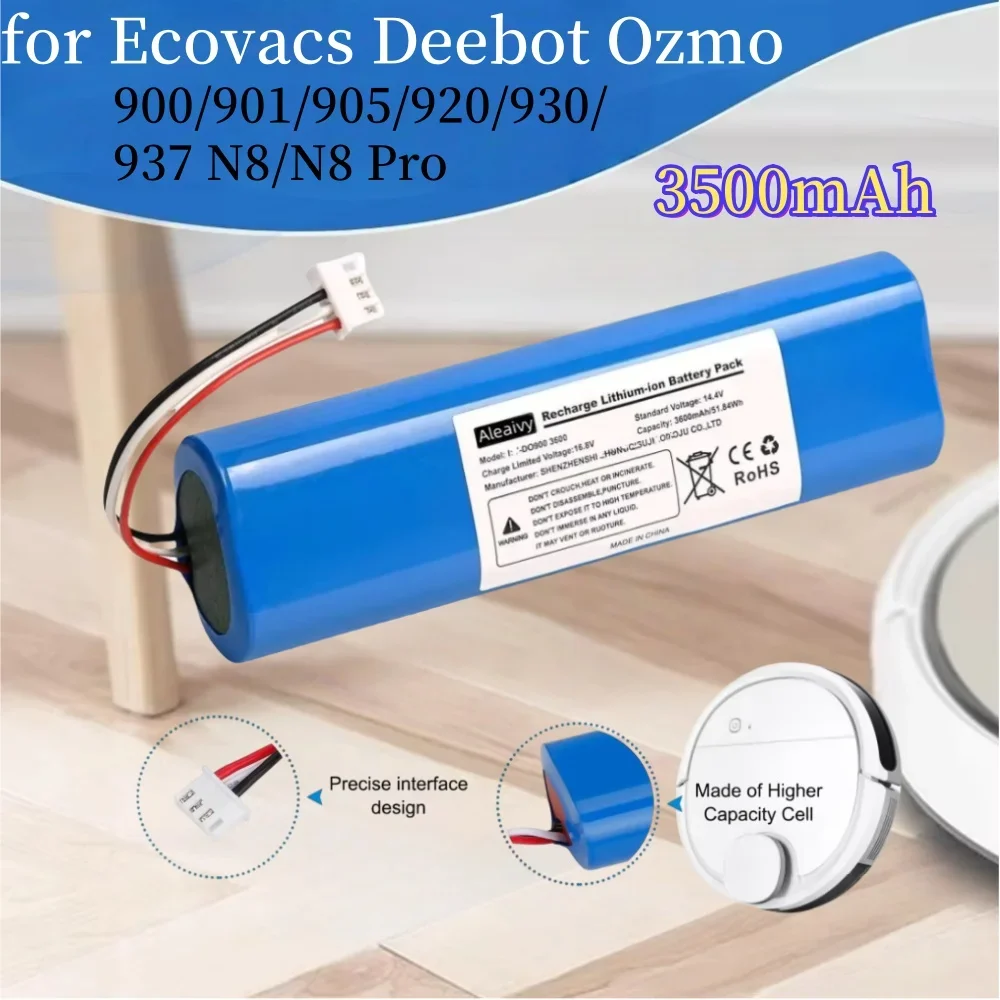 BURGARDEN 14.4V 3500mAh Li-ion Batteria di Ricambio per Ecovacs Deebot Ozmo 900, 901, 905, 920, 930, 937, N8, N8 Pro, DX55, T5 Neo Aspirapolvere