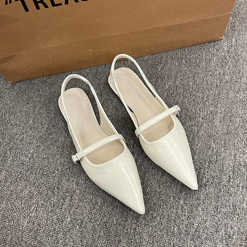Summer Pointed Toe Women's Sandals Fashion Shallow Slip-on Women's Shoes New Flat Elegant Dress Slingback Shoes Zapatos