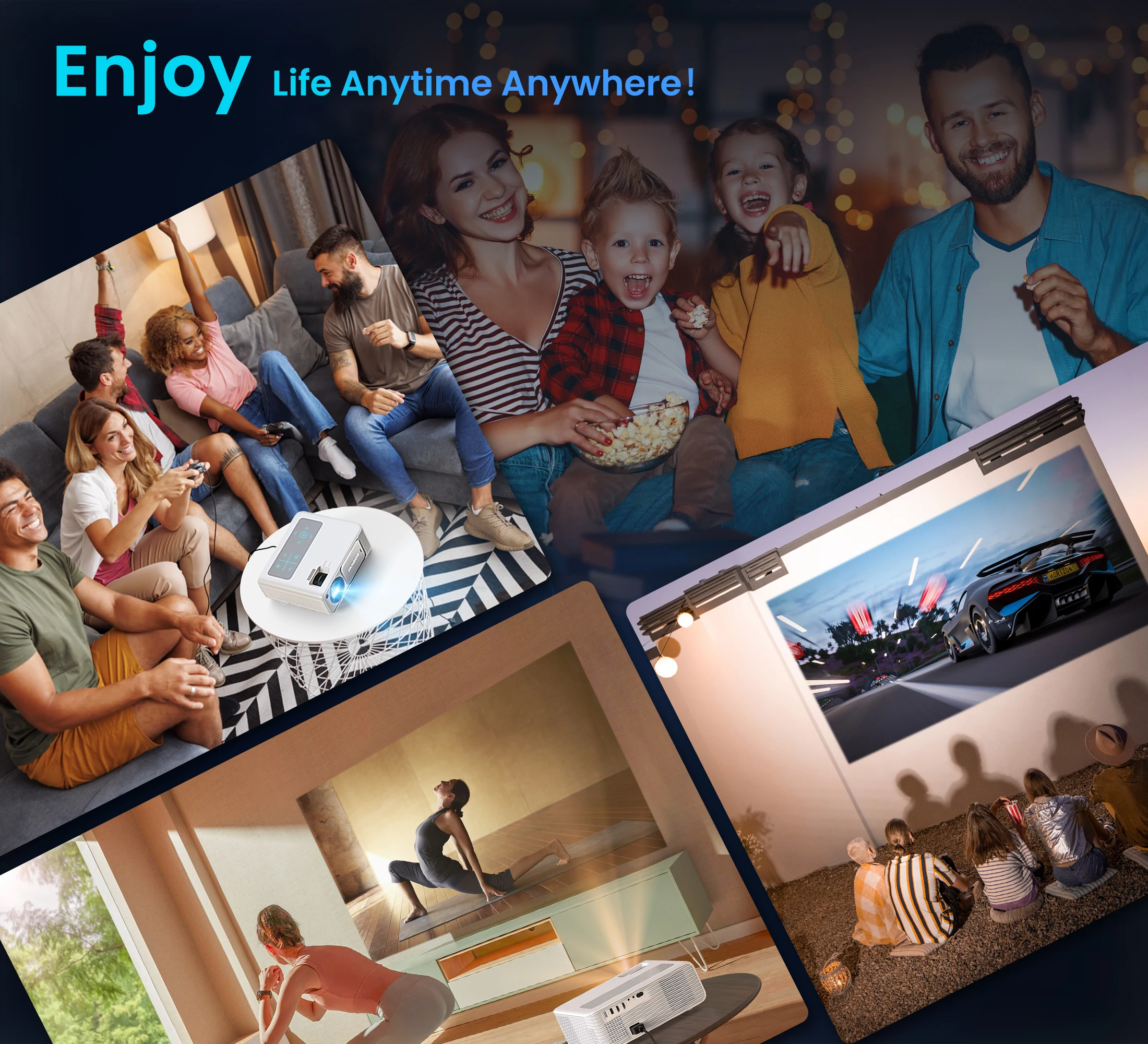 BIGASUO 1800ANSI Upgraded 4K Projector android Native 1080P Wifi6 BT5.0 Home Projector Max 300'' Contrast 25000：1 Outdoor Cinema
