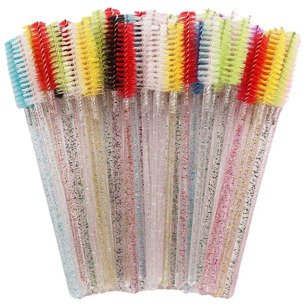 50-Pack Disposable Crystal Eyelash Brush and Comb Set - Professional Makeup Beauty Tool