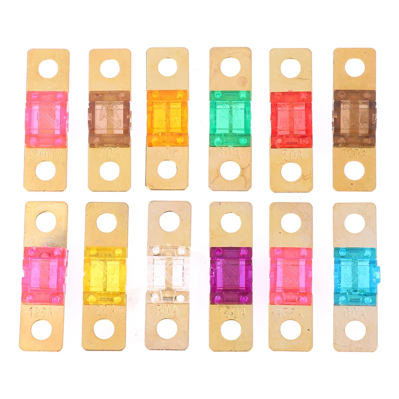 

2Pcs Gold Plated 20A 30A 40A 50A 60A 70A 80A 120A 125A 150A 175A 200A 32V Mini ANS Car Fuse Assortment For Automotive Motorcycle