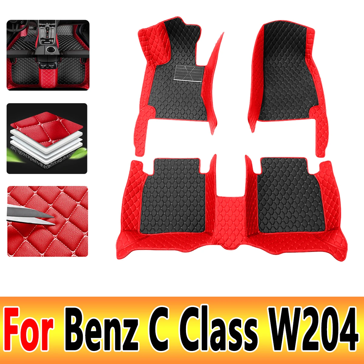 

Car Floor Mats For Mercedes Benz C Class W204 2008~2014 Anti-dirt Pad Accesorios Para Auto Leather Mat Car Accessories Interior