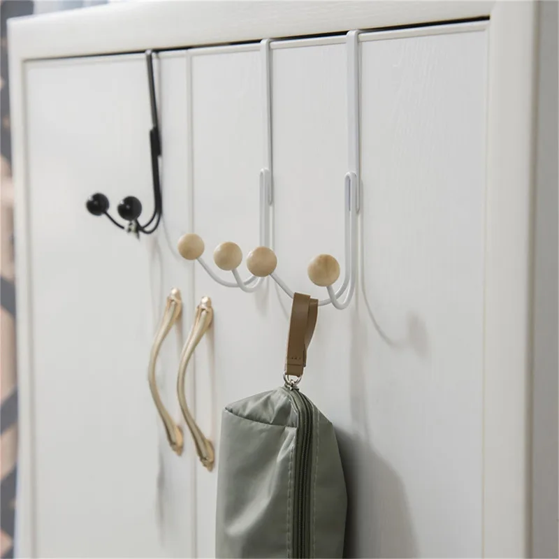 Double Hanger Hooks Over The Door Free Punching for Hanging Hats Bags Holder Tie Scarf Key Hook Clothes Coats Rack Towel Shelf storage hook door hook