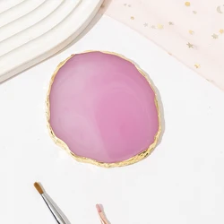 Round Resin Agate Stone Nail Art Palette for Manicure and Painting Display (Lt.Purple)