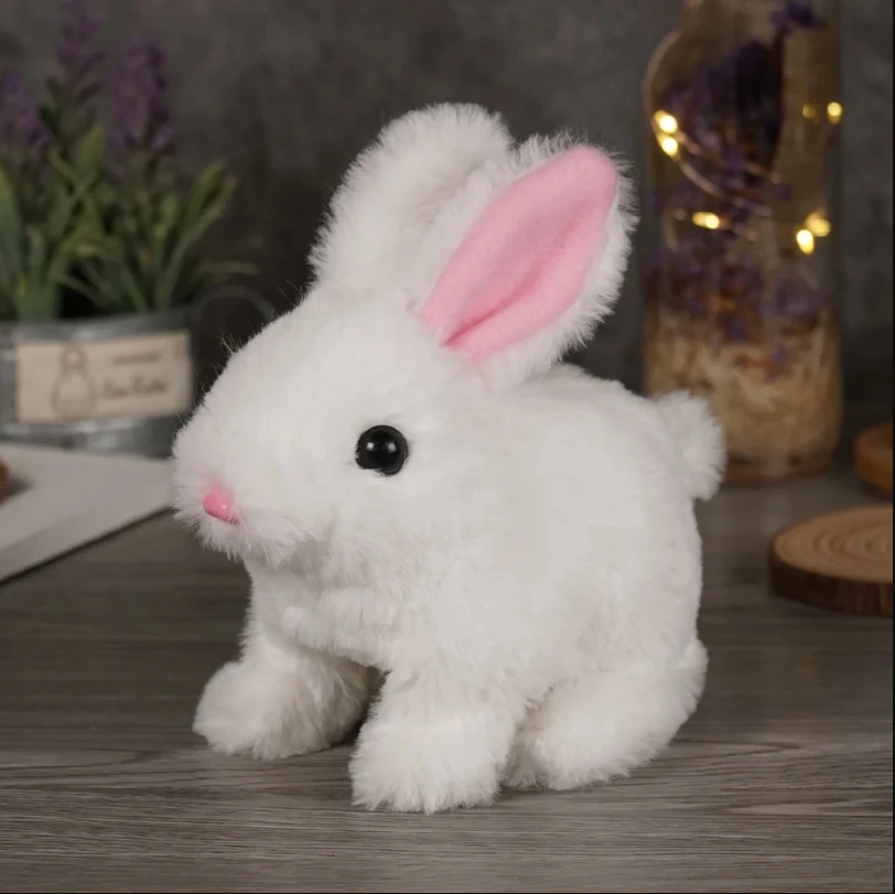 Long-haired Bunny Electric Plush Toy Soft Plush Simulation Shape Small Animal Doll Battery Interactive Children's Favorite Gift 3