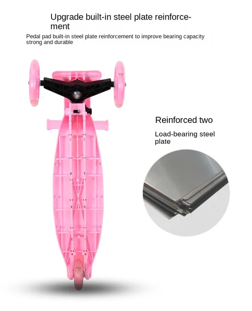 LazyChild 2-8 Years Old Children's Scooter Foldable Three-Wheel Flashing Bicycle Safety Sliding Toy Stroller DropShipping 4