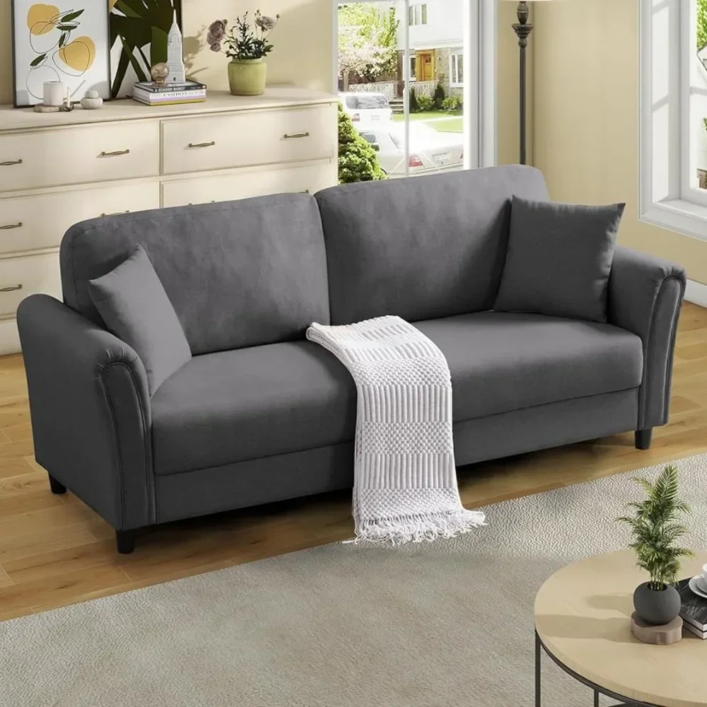 

Modern 81.5" Sofas Living Room Fabric Comfy Deep Seat Couch With Metal Legs and 2 Pillows Luxury Sofa Loveseat the Hall Home