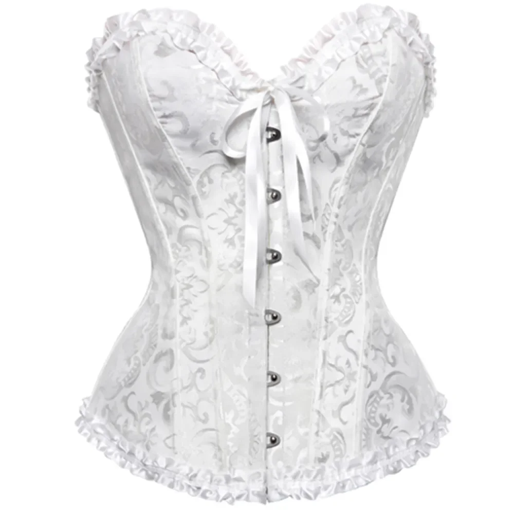 Women Sexy Bustiers And Corsets Floral Lace Tops Vintage Corset Gothic Overbust Satin Jacquard Corselet Waist Corset Corset Bustier Top Lace Corset