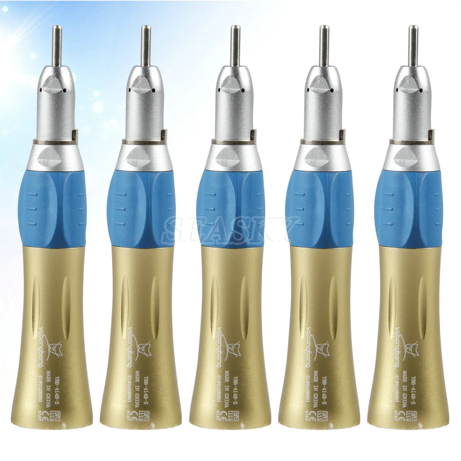 

5PCS Dental Slow Low Speed Straight Nose Cone Handpiece E-Type Golden Fit Air Motor 2/4 Holes