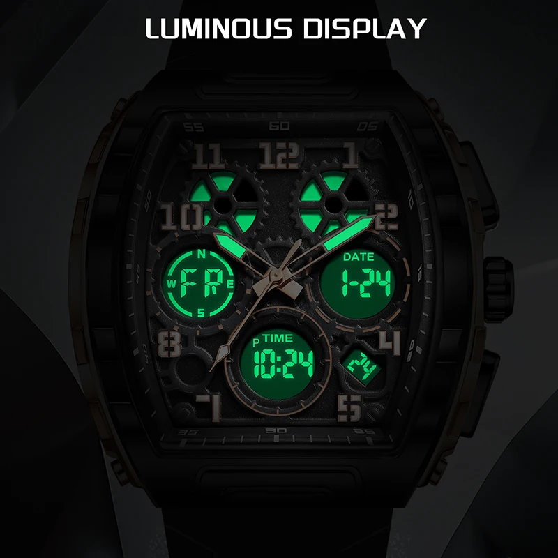FOXBOX Digital Watch Men Top Brand Luxury LED Backlight Dual Time Waterproof Watch Men Outdoor Sports Men's Quartz Wristwatch