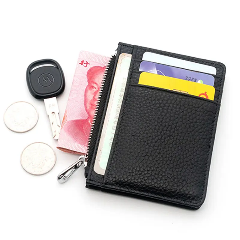 

Free Custom Letters Men Pebble Pattern Cow Leather Coin Purse Zip Wallet Pouch Women Credit Zipper Card holder Business Bank