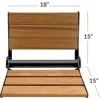 18" Wall-Mounted Folding Serena Teak Wood Shower Bench Seat with Matte Black Frame, Clear Coated for Extra Protection 5