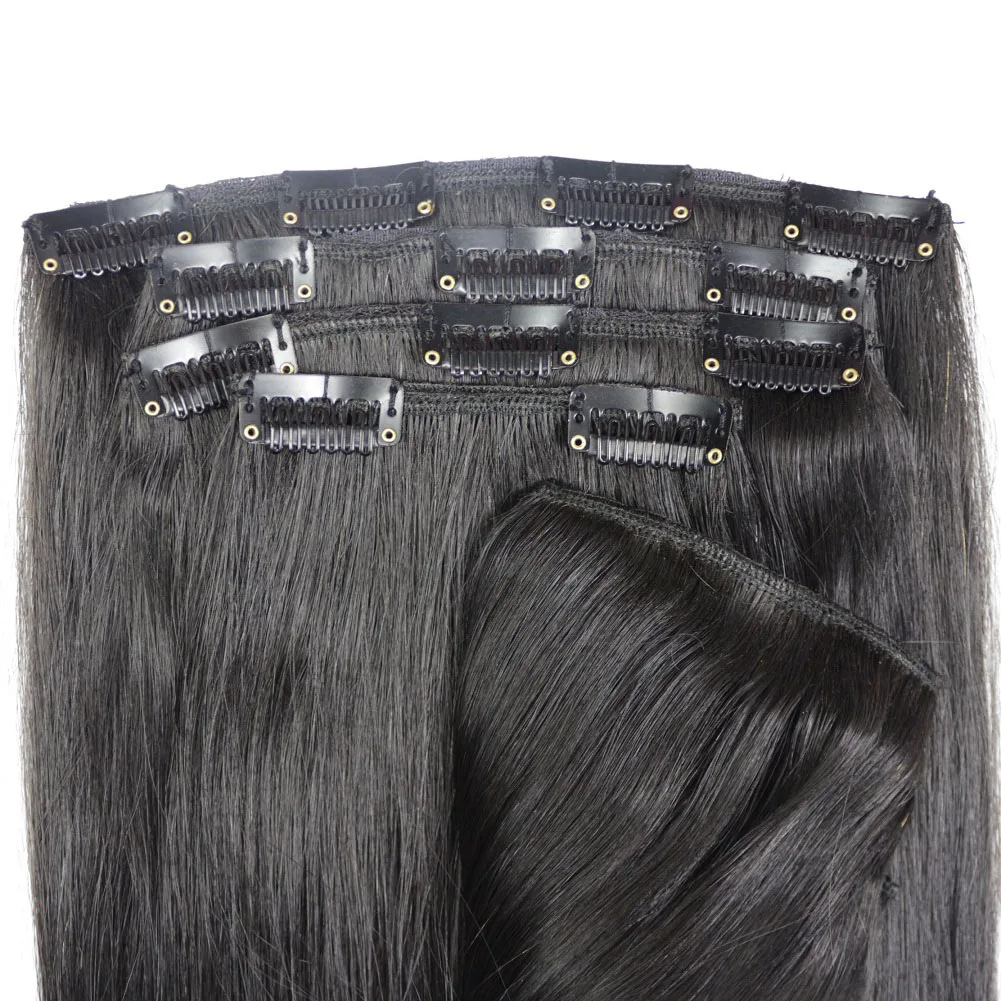 Chocola16"-24" Remy Hair 8pcs 100g Set Clip in Human Hair Extensions Brazilian Real Human Extensions