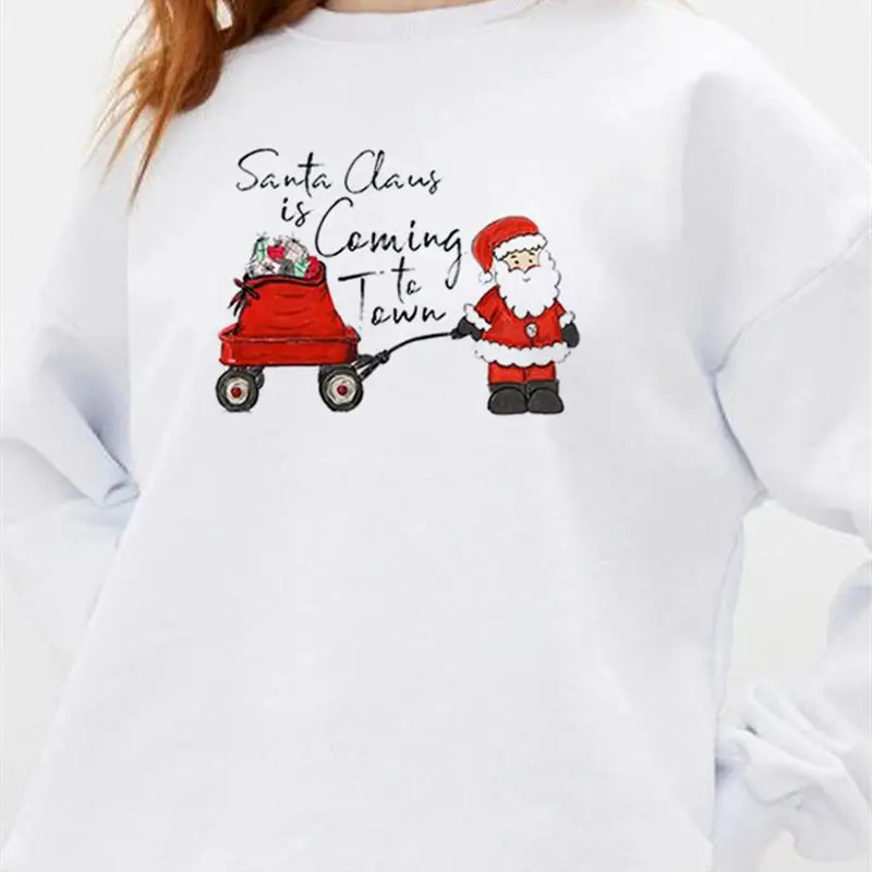 

Unisex Print 2022 Santa ClausCute Festival Women Hoodie Print Long-sleeved Oversized Sweatshirt Casual Blouse Pullover Female