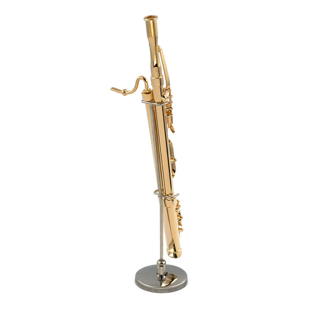 Modello Clarinetto Metallico 16cm - Con Supporto, Decorazione Musicale Per Scrivania O Collezione