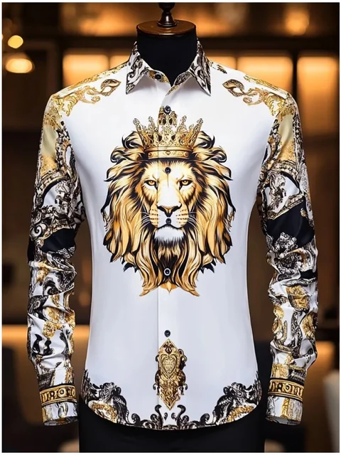 Men's shirt, fashionable printed shirt, social party, soft fabric, comfortable, luxurious, high-quality, long sleeved shirt 2