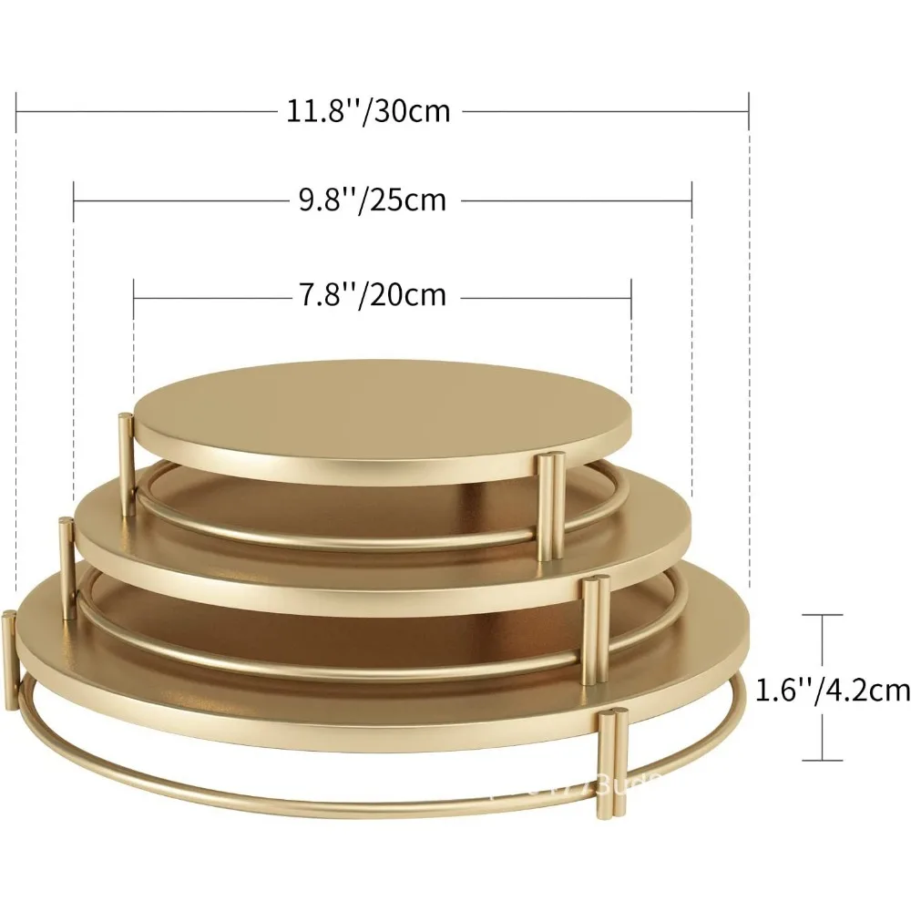 Description Picture 5 of item3PCS Gold Cake Stand Set Modern Dessert Cupcake Candy Fruit Coffee Plate Decoration for Wedding Birthday Party Home Celebration