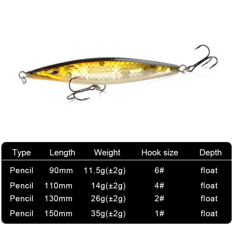 TEKNIK-WTD Lápis Fishing Lure, Stickbait Wobblers, Iscas Topwater, Fundição Longa, Pólo Seabass, 90mm, 110mm, 130mm, 150mm