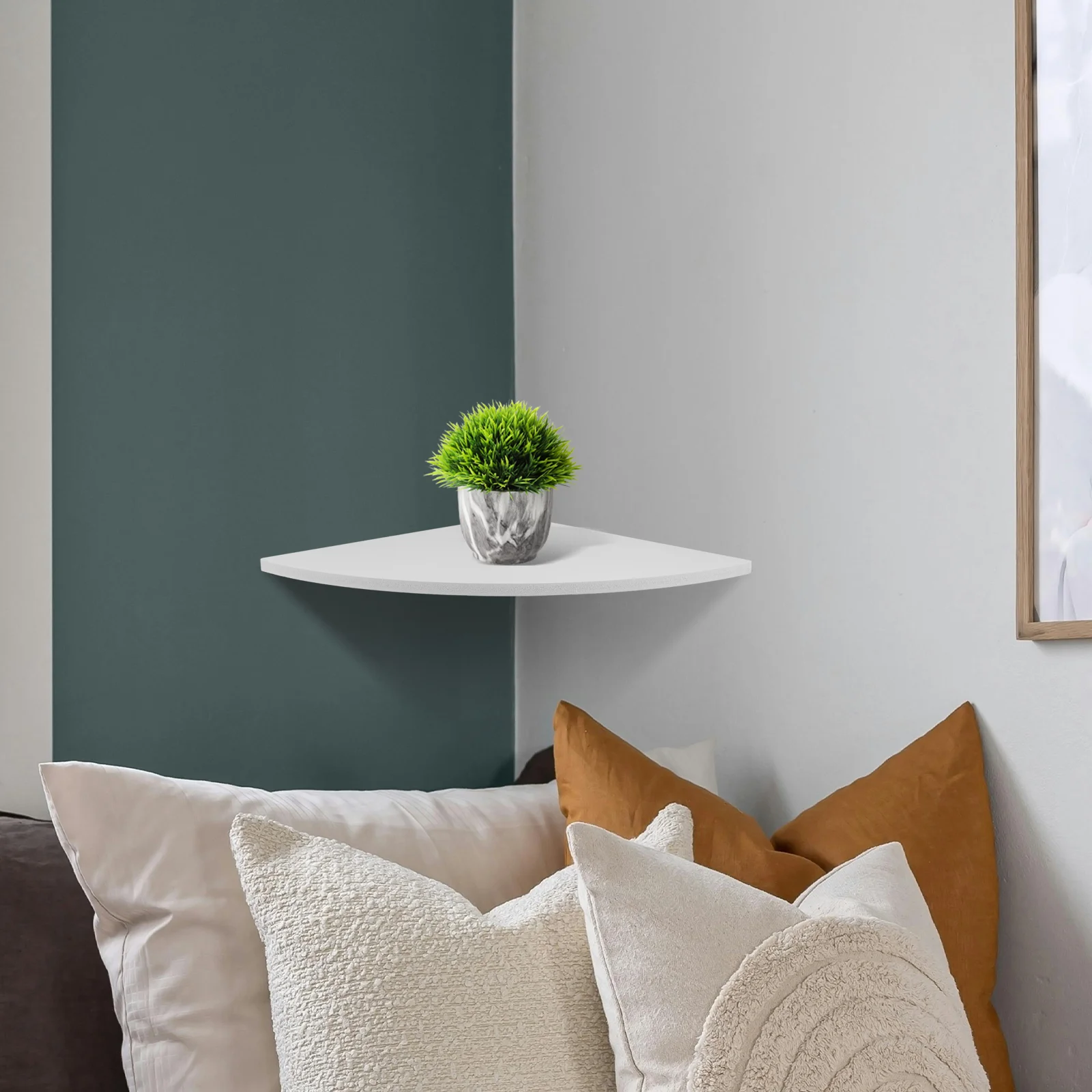 Wall Mounted Floating Shelf White Shelves No Punching Triangle Fan Shaped Rack Display Storage storage rack