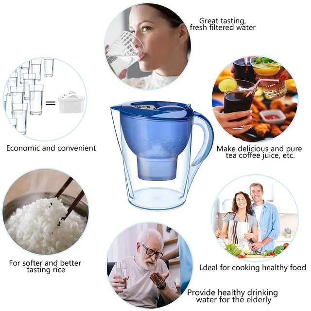 Household Filter Kettle with 3 Filter Device Alkaline Activated Carbon Water Purifier and Timer Clean Non-toxic Filter Wate 3.5L 3