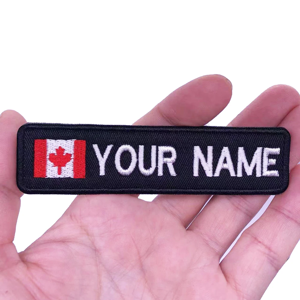 10x2.5cm Anadian Flag Canada Custom Name Patch Stripes Badge Iron On Velcros Patchs Tags Numéro