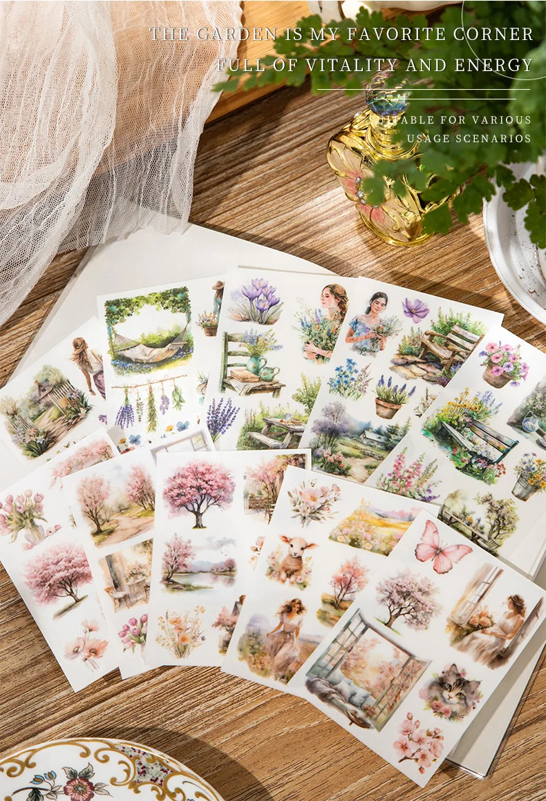 5 teile/los Memo Pads Material Papier Monet und die Garten Junk Journal Scrapbooking Karten Retro Hintergrund Dekoration Papier – Detail 4