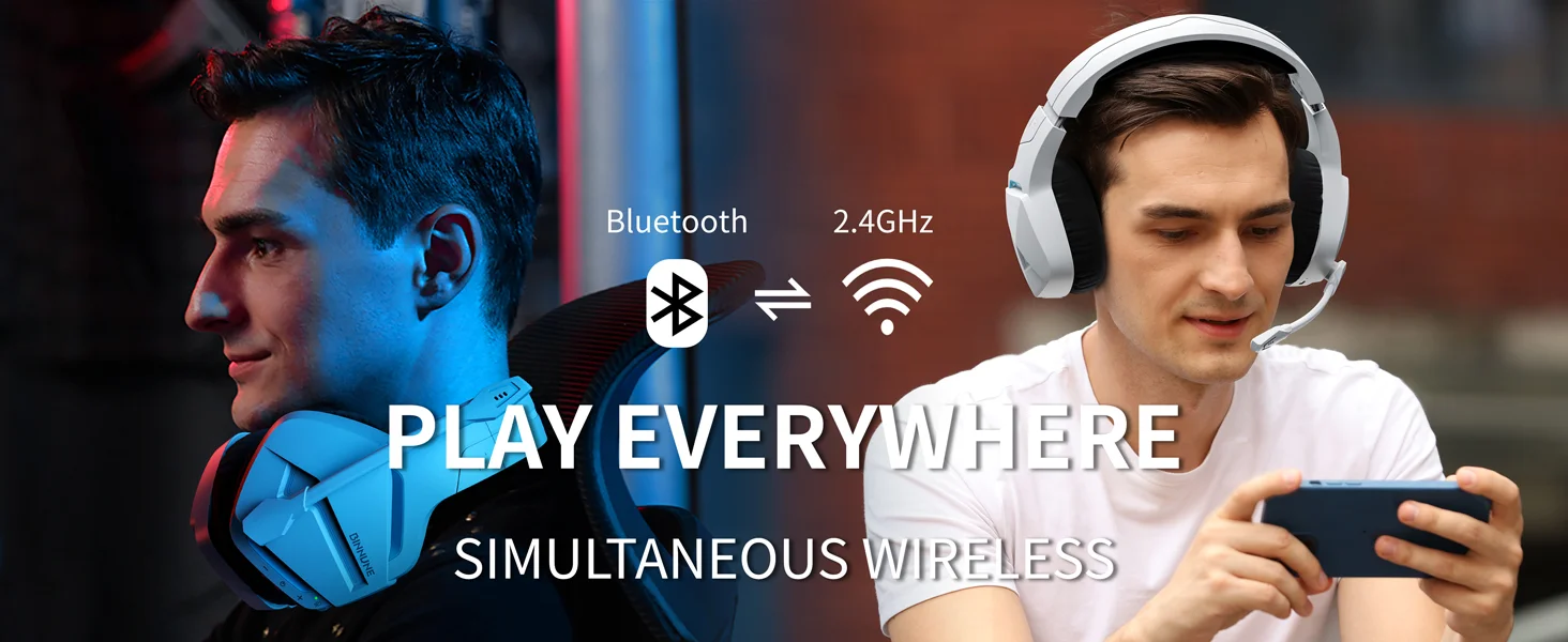 BINNUNE BW01 Kabelloses Gaming-Headset mit 2,4 GHz für PS5, PS4, PC, 120 Stunden Bluetooth 5.3-Gaming-Kopfhörer mit geräuschunterdrückendem Mikrofon – Detail 2