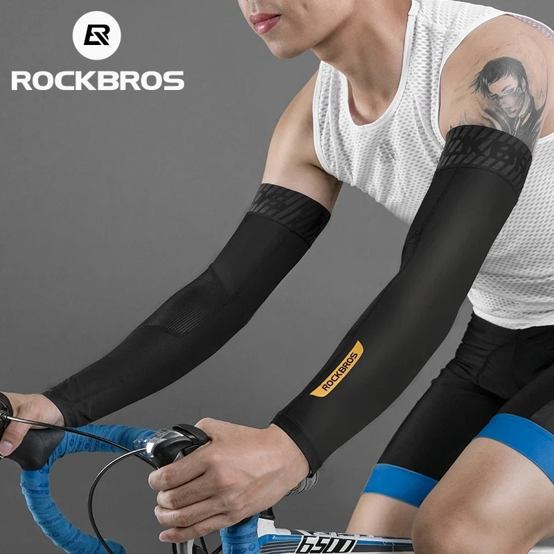 

ROCKBROS Cycling Sunscreen Anti-UV Arm Sleeves Ice Silk Fabric Basketball Outdoor Volleyball Sleeves Sport Fitness Arm Warmers