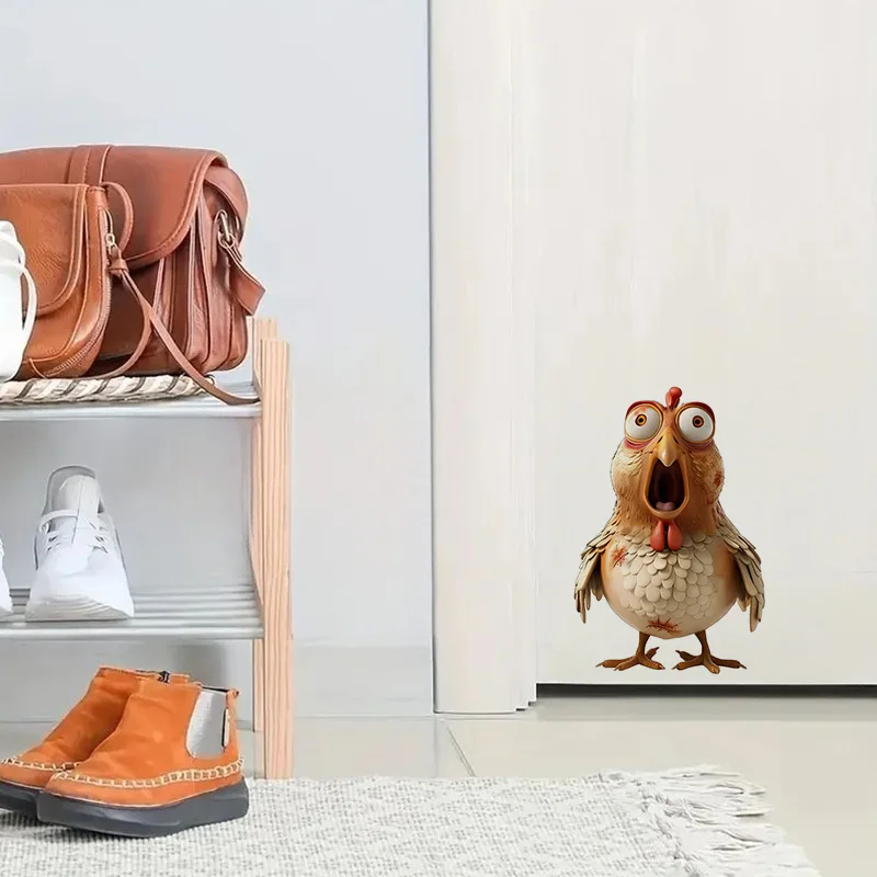 Funny Surprised Chickens Sticker Water-proof Wall Decal Wall Bathroom Cabinet Door Toilet Car 1pc