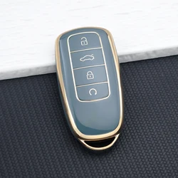 Deluxe TPU Car Key Fob Case Cover with Key Chain (Grey Key Case)