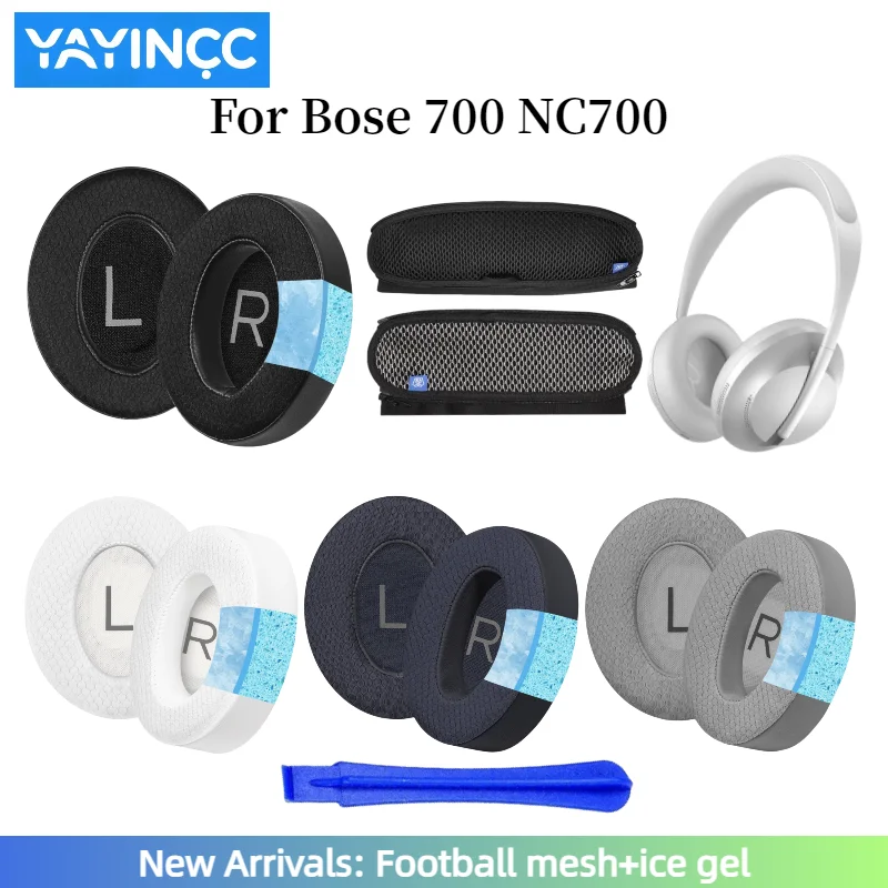 Ersatz-Kühlgel-Ohrpolster für Bose 700 NC700 Headset, Netzdesign, atmungsaktive Polster & abnehmbare Schutzhülle mit Reißverschluss