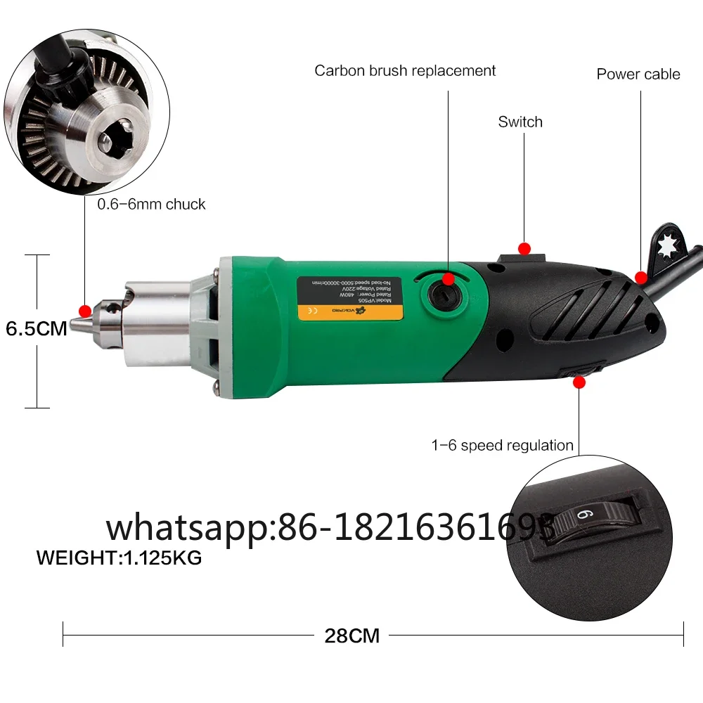 30000RPM 480W Mini Electric Drill with 6 Position Variable Speed for Dremel Tools Accessories Power Drill Engraver Machine